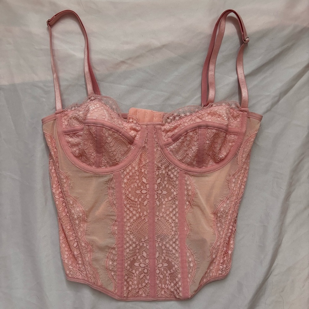 Source Unknown Pink Embellished Bustier Crop Top